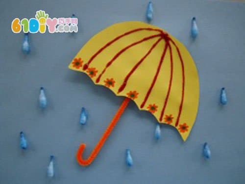 儿童创意手工贴画:下雨天