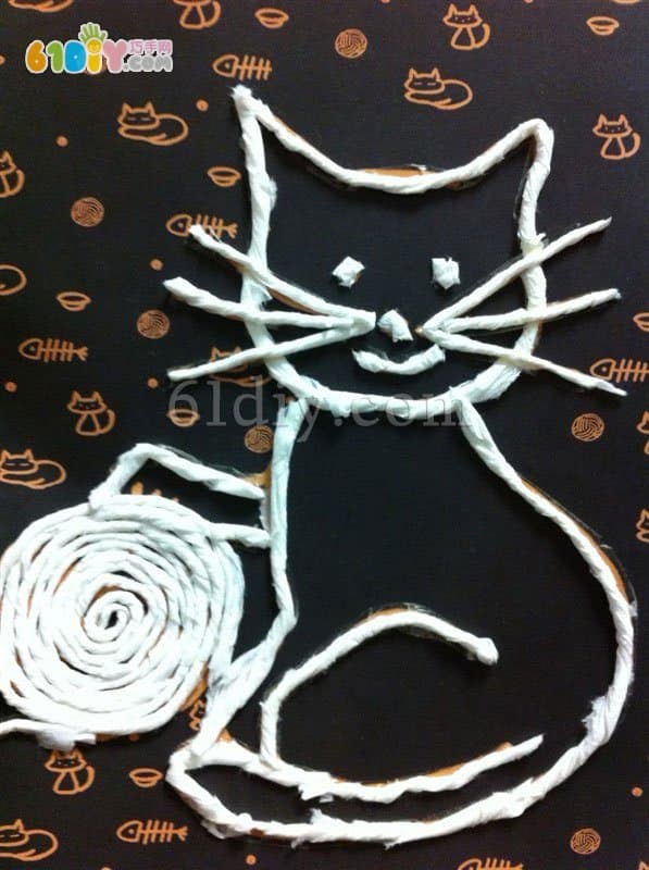 纸巾线贴画小猫