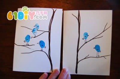 儿童DIY：小鸟指印画