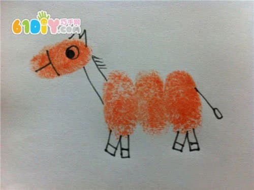创意动物指印画——小马