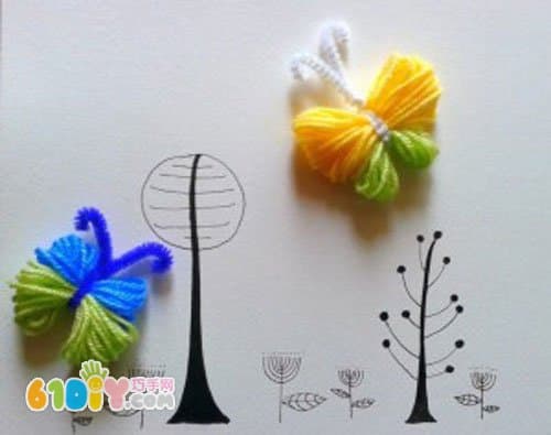 儿童手工DIY可爱的毛线蝴蝶