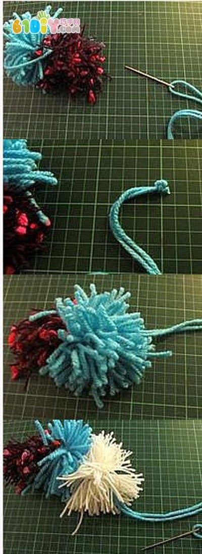 手工制作毛绒球围巾