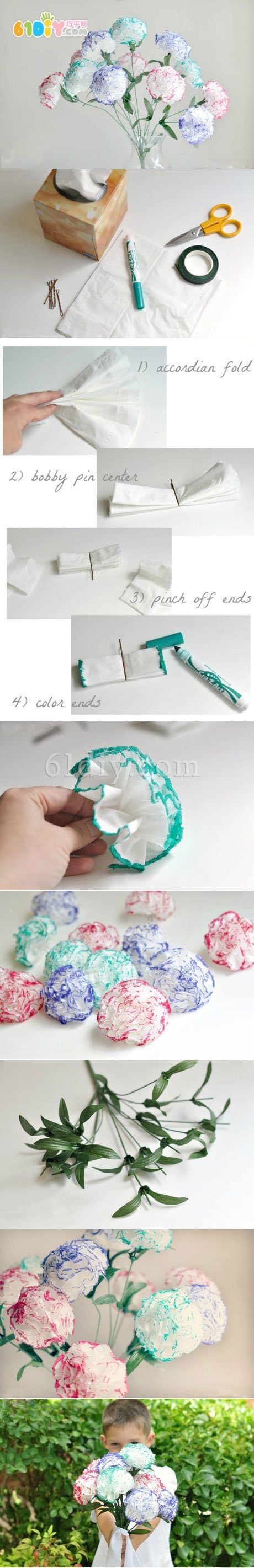 教师节手工制作餐巾纸花束