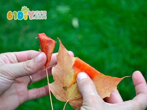 树叶DIY制作玫瑰花