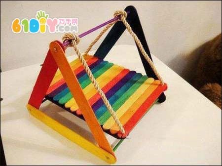 冰棍棒DIY制作迷你秋千
