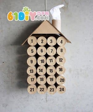卷纸筒制作小房子日历