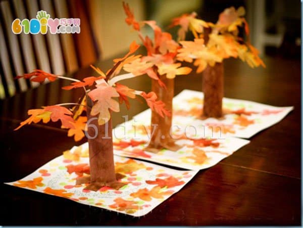 纸筒制作秋天的树