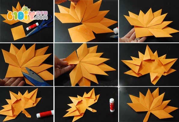 儿童秋天手工：漂亮的枫叶折纸花环