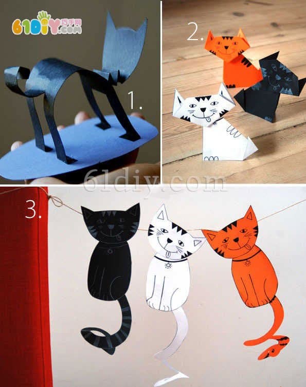 三款可爱的立体小猫手工制作