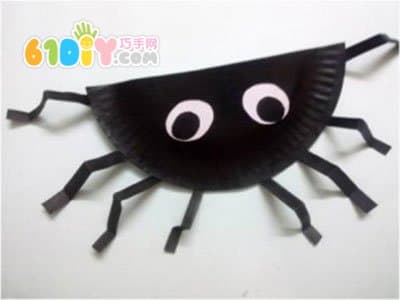 万圣节：纸盘手工制作蜘蛛怪篮子