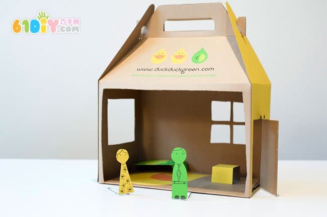 儿童手工 纸盒小房子