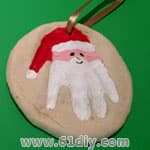 盐面团制作手印圣诞老人挂饰