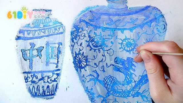 儿童创意手工 漂亮的青花瓷