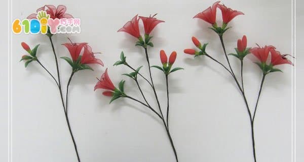 杜鹃花丝网花制作教程