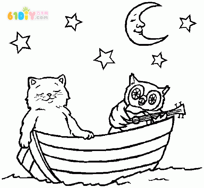 船的简笔画和填色图