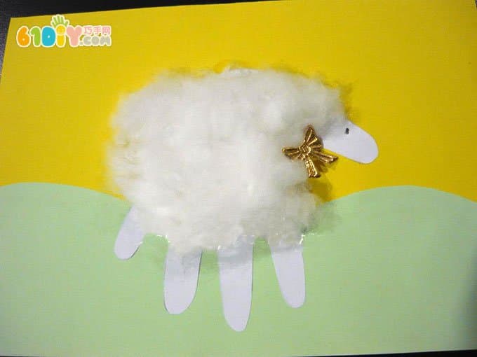 儿童创意DIY 手印小绵羊贴画