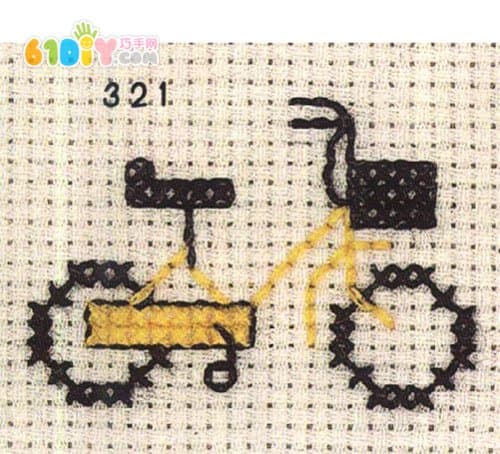 十字绣图案：自行车