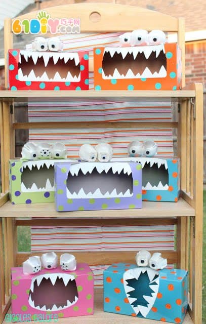 创意儿童制作 纸巾盒DIY怪物