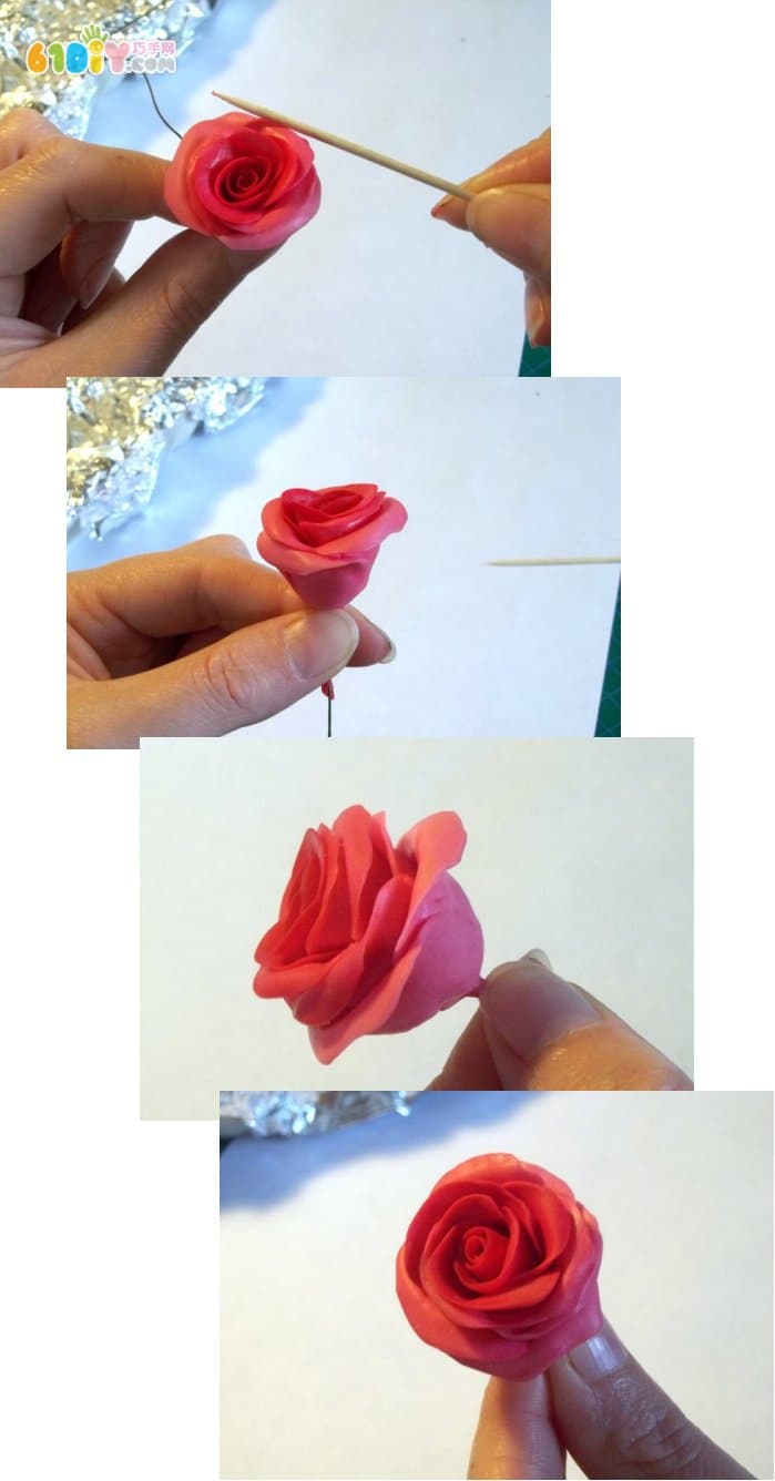 情人节玫瑰花束粘土教程(2)_花草彩泥_巧巧手幼儿手工
