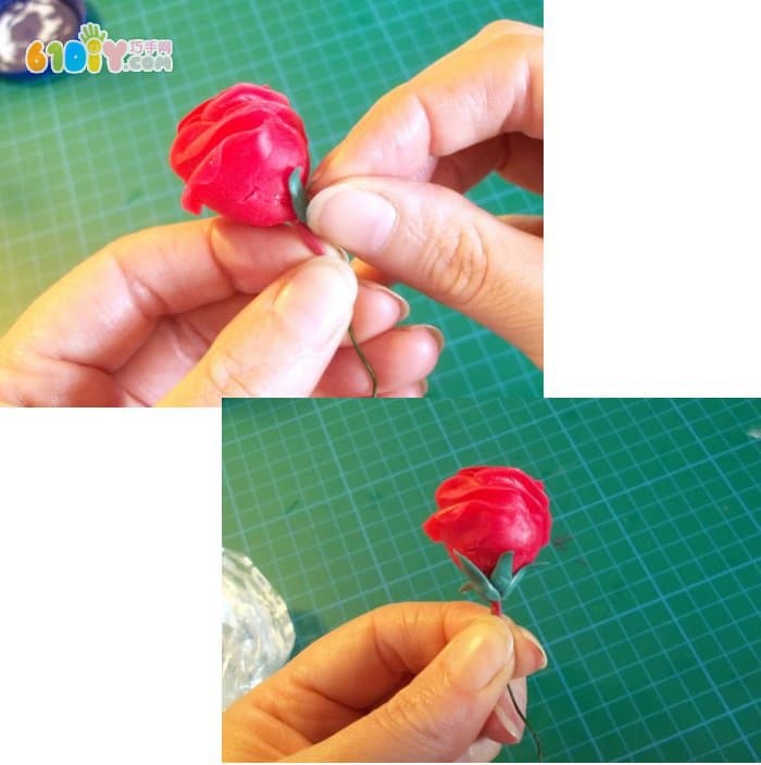 情人节玫瑰花束粘土教程 