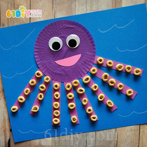 儿童创意贴画 蛋糕纸手工章鱼