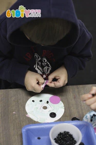 儿童DIY 光盘手工制作雪人