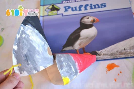 关于鸟的手工 海鹦纸盘面具