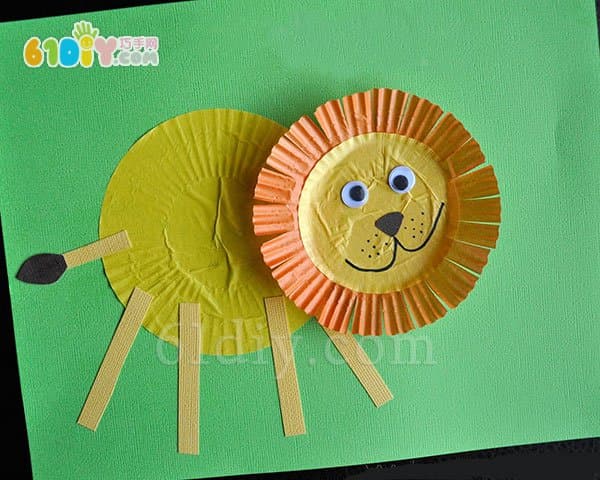 儿童手工 蛋糕纸狮子贴画