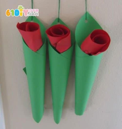 妇女节儿童手工 简单玫瑰花挂饰