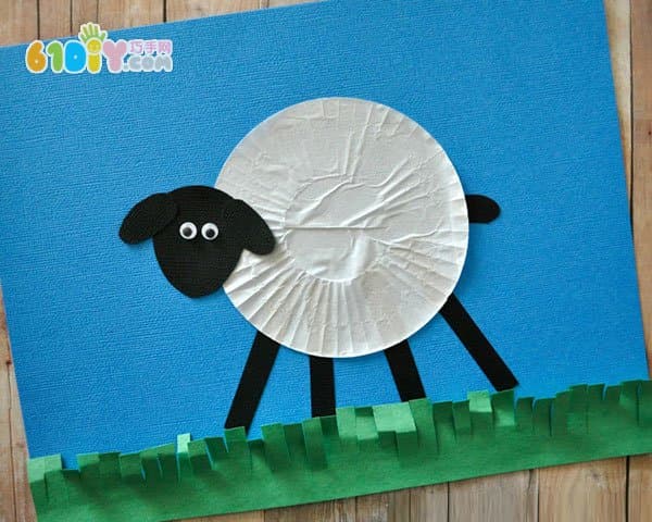 蛋糕纸创意 小绵羊贴画手工