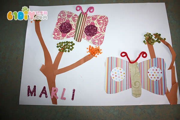 春天儿童贴画 蝴蝶和小花