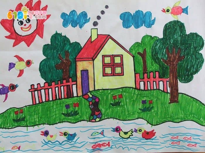 儿童画作品《我的家》