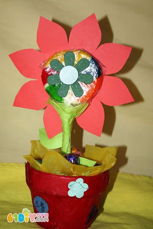 春天小手工 棒棒糖小花diy