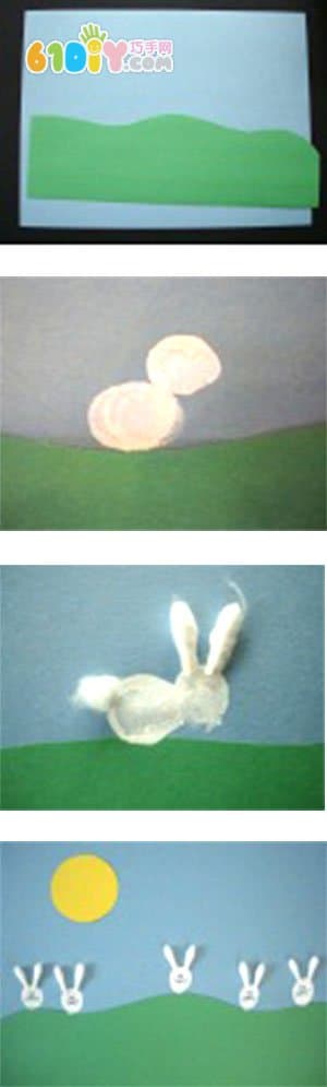 指印画棉签小兔子贴画
