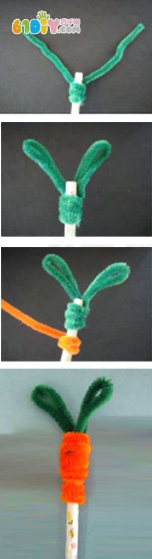 毛根DIY笔头 复活节的小鸡、兔子、胡萝卜