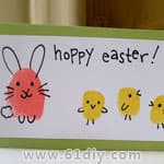 复活节贺卡 指印画兔子和小鸡