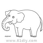 动物简笔画 大象填色图