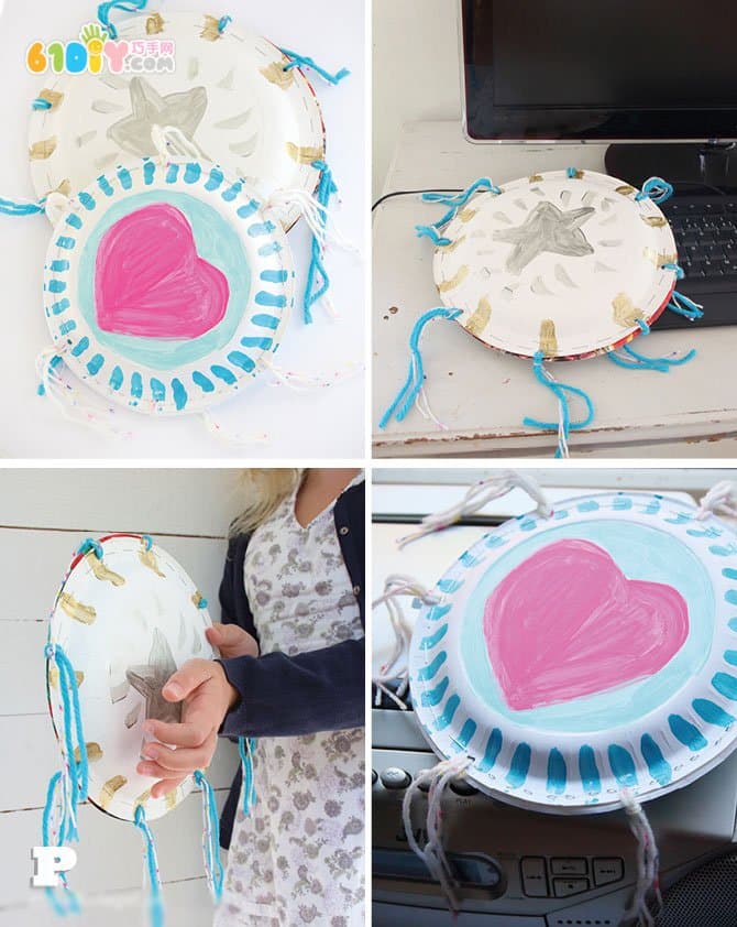 儿童手工制作纸盘手鼓