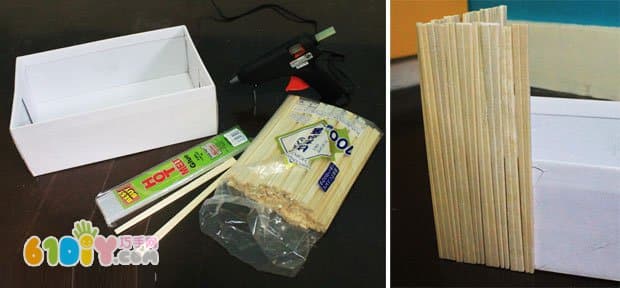 一次性筷子制作玩具收纳框