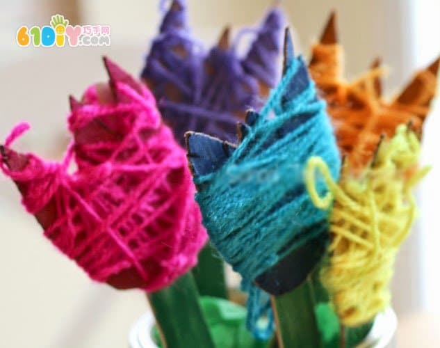 毛线手工制作母亲节的郁金香