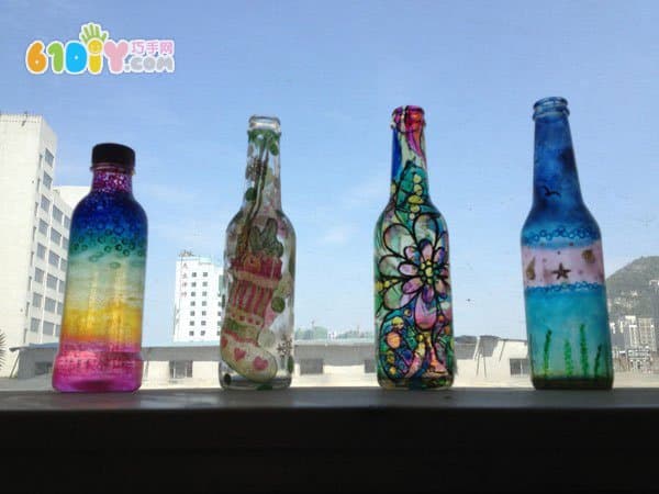 彩绘瓶子作品