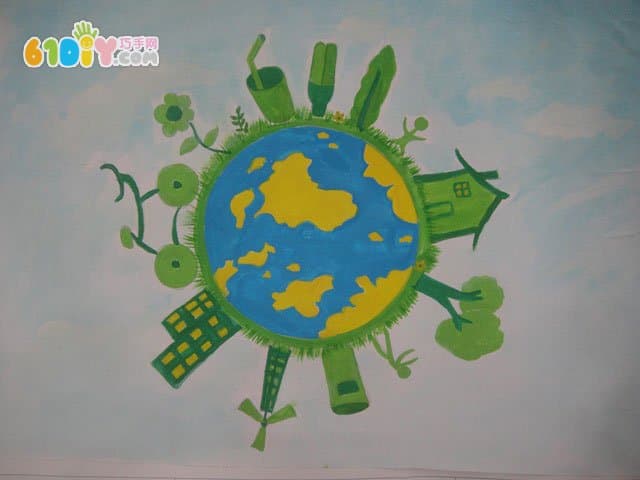 爱护环境保护地球主题儿童画
