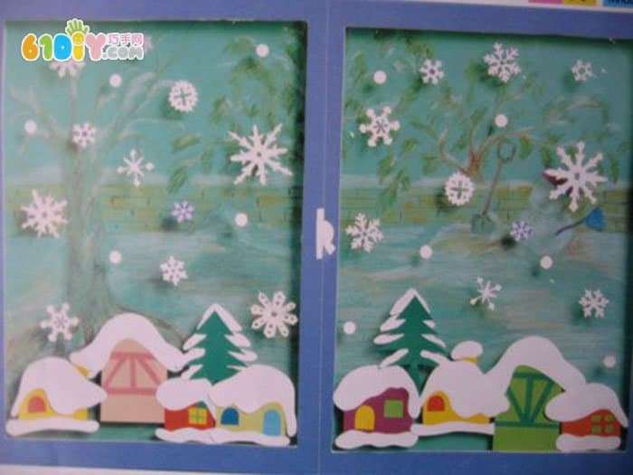 幼儿园冬天窗户布置 下雪的冬天