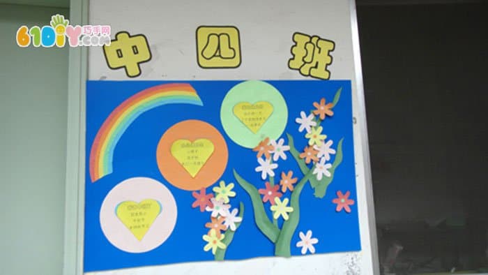 幼儿园班牌设计 彩虹和花儿