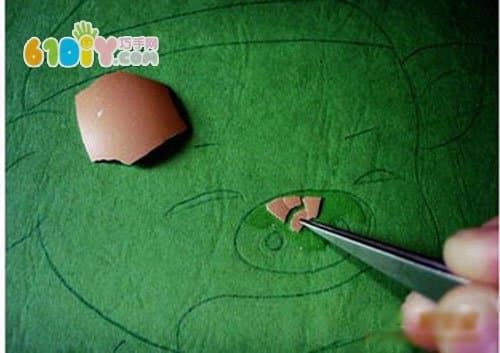鸡蛋壳贴画教程 可爱的小猪