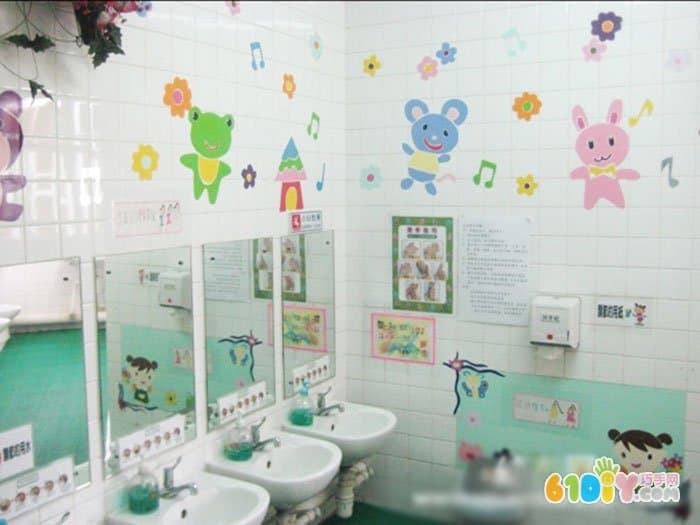 幼儿园卫生间卡通墙面布置图片