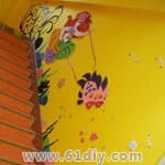 幼儿园楼梯卡通墙面布置 美人鱼主题