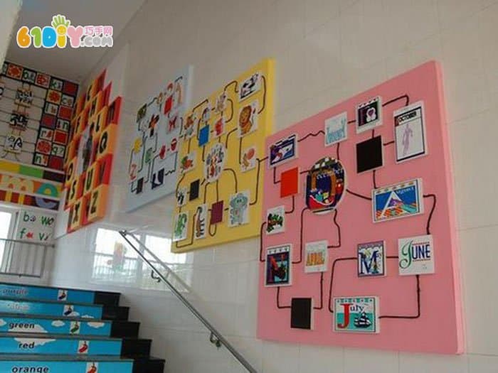 幼儿园楼梯墙面布置图片