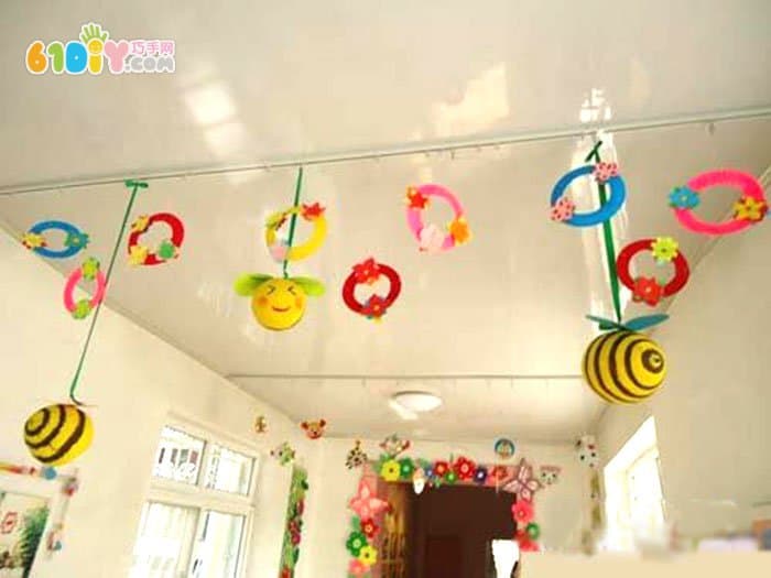 幼儿园布置 小蜜蜂花环吊饰