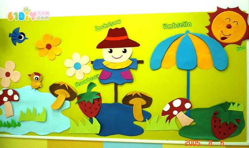 幼儿园主题墙装饰图片 秋天的稻草人
